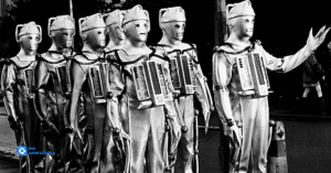 An army of cyborgs from an old version of Doctor Who TV-show