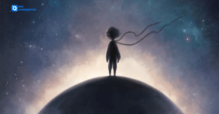 Little Prince standing on a Planet, illustration