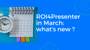 ROI4Presenter Digest cover: blue background with a calendar and alarm clock on it